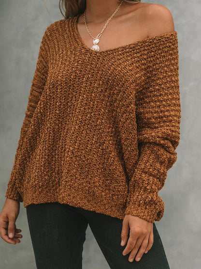 Women's Textured Knit Sweater - BROWN
