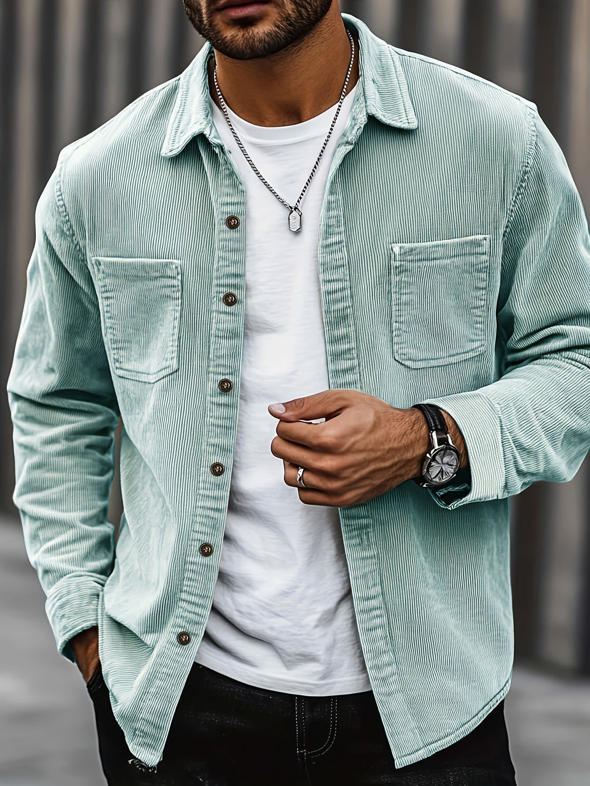 Men's Corduroy Overshirt Jacket - Beige
