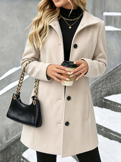 Women's Wool Button Front Coat - Apricot