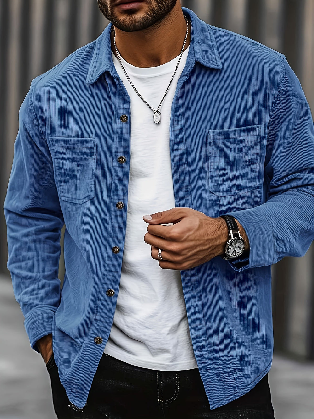 Men's Corduroy Overshirt Jacket - Beige