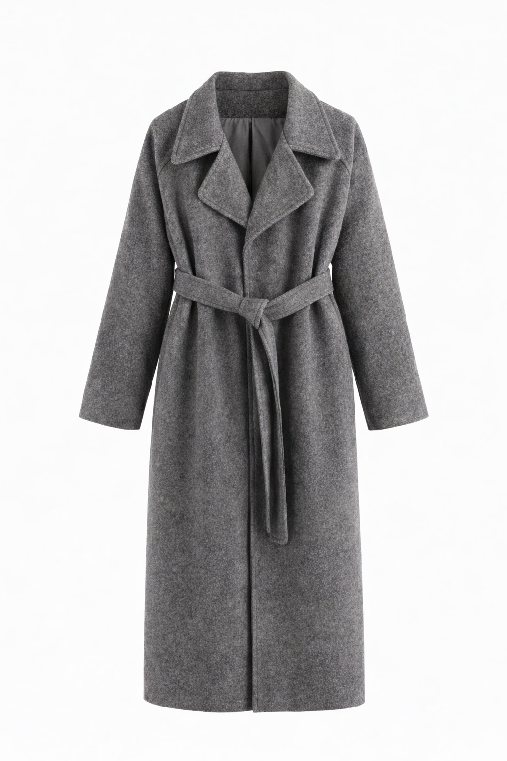 Women's Knitted Belted Straight Coat - Beige