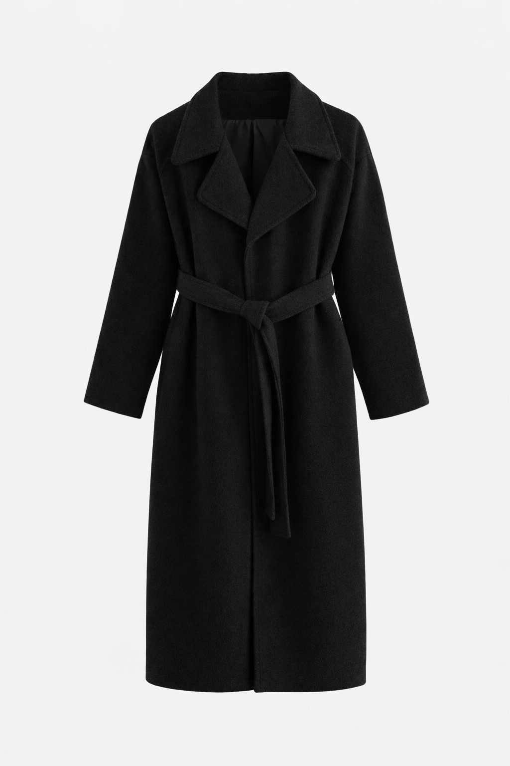 Women's Knitted Belted Straight Coat - Beige