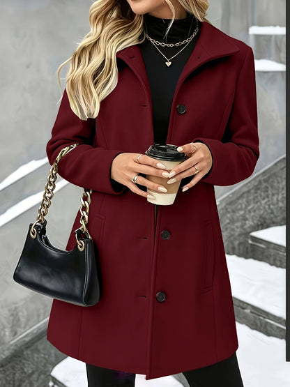 Women's Wool Button Front Coat - Apricot