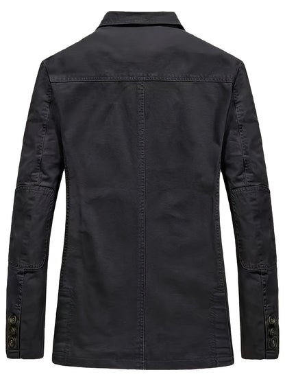 Men's Cotton Lapel Blazer - Khaki