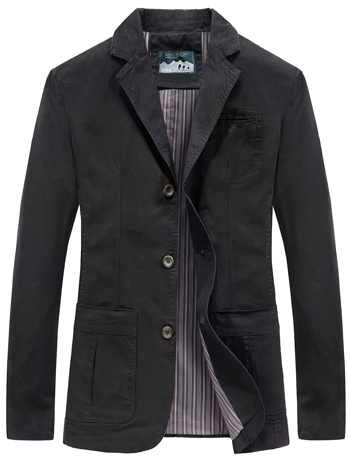Men's Cotton Lapel Blazer - Khaki