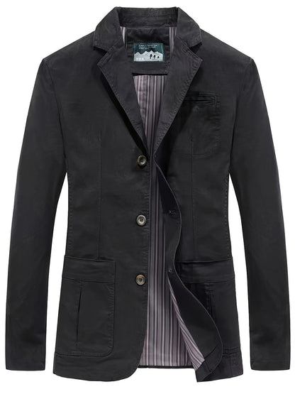 Men's Cotton Lapel Blazer - Khaki