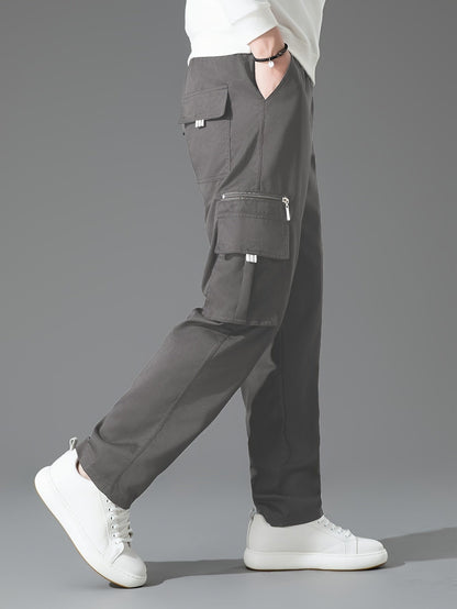 Men's Loose Fit Cargo Trousers - Light Brown