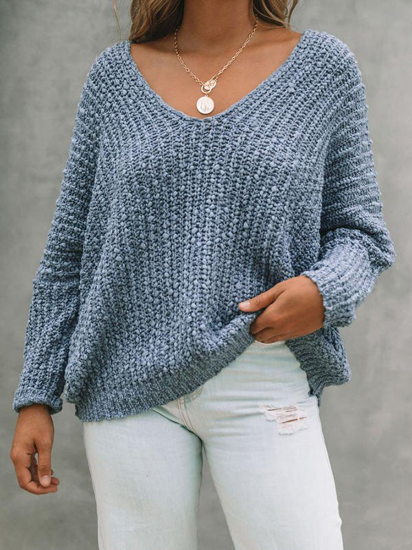 Women's Textured Knit Sweater - BLUE