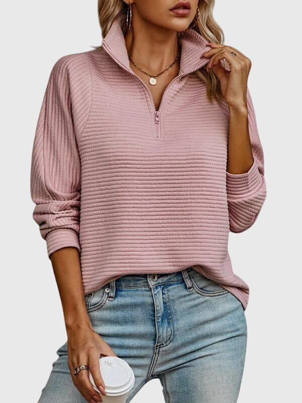 Women's Knit Half Zip Sweater - White