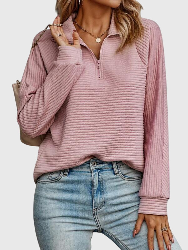 Women's Knit Half Zip Sweater - White