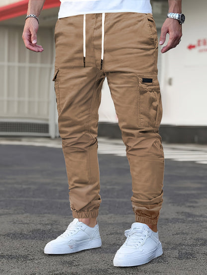 Men's Mid Waist Cargo Trousers - Brown