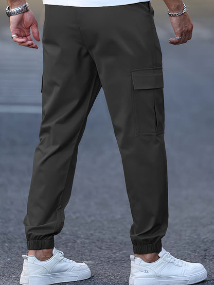 Men's Mid Waist Cargo Trousers - Grey