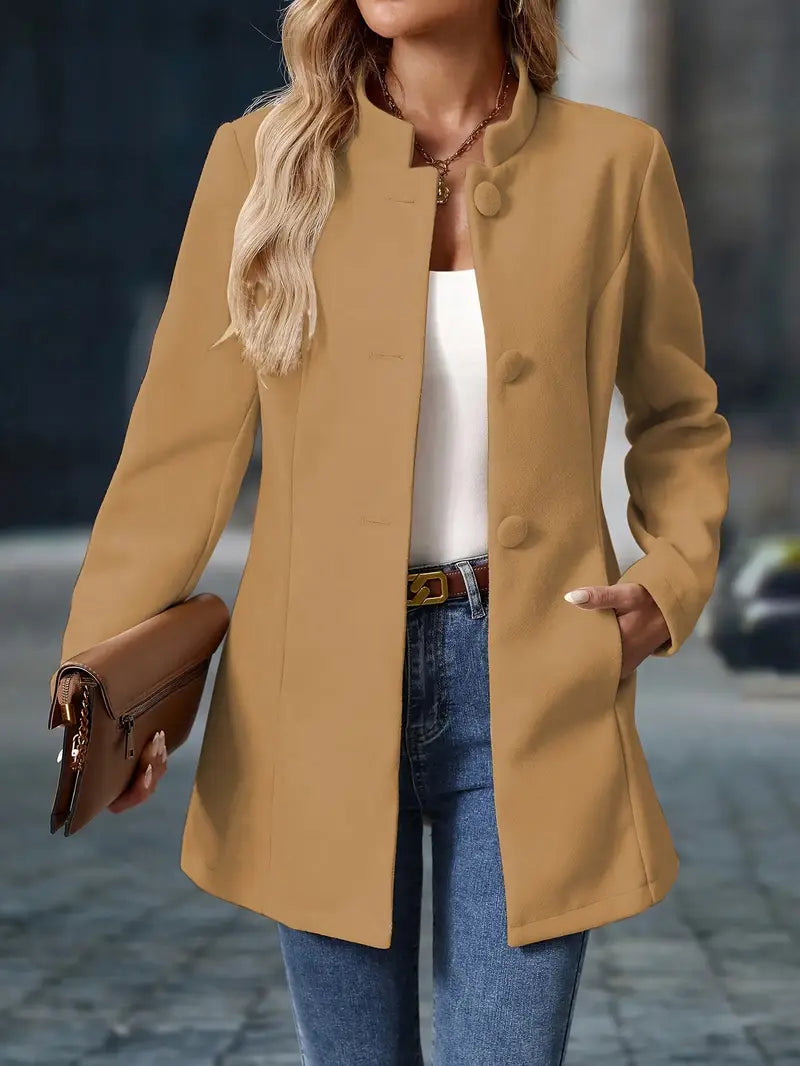 Women's Tailored Elegant Jacket - Khaki