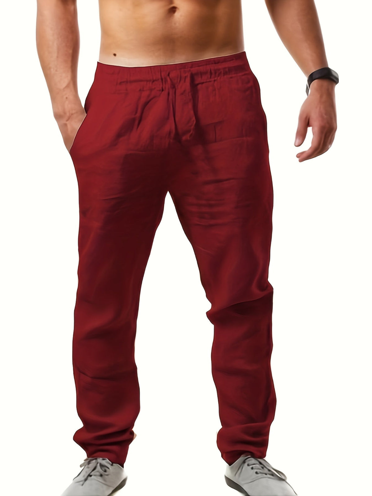 Men's Straight Leg Trousers - White