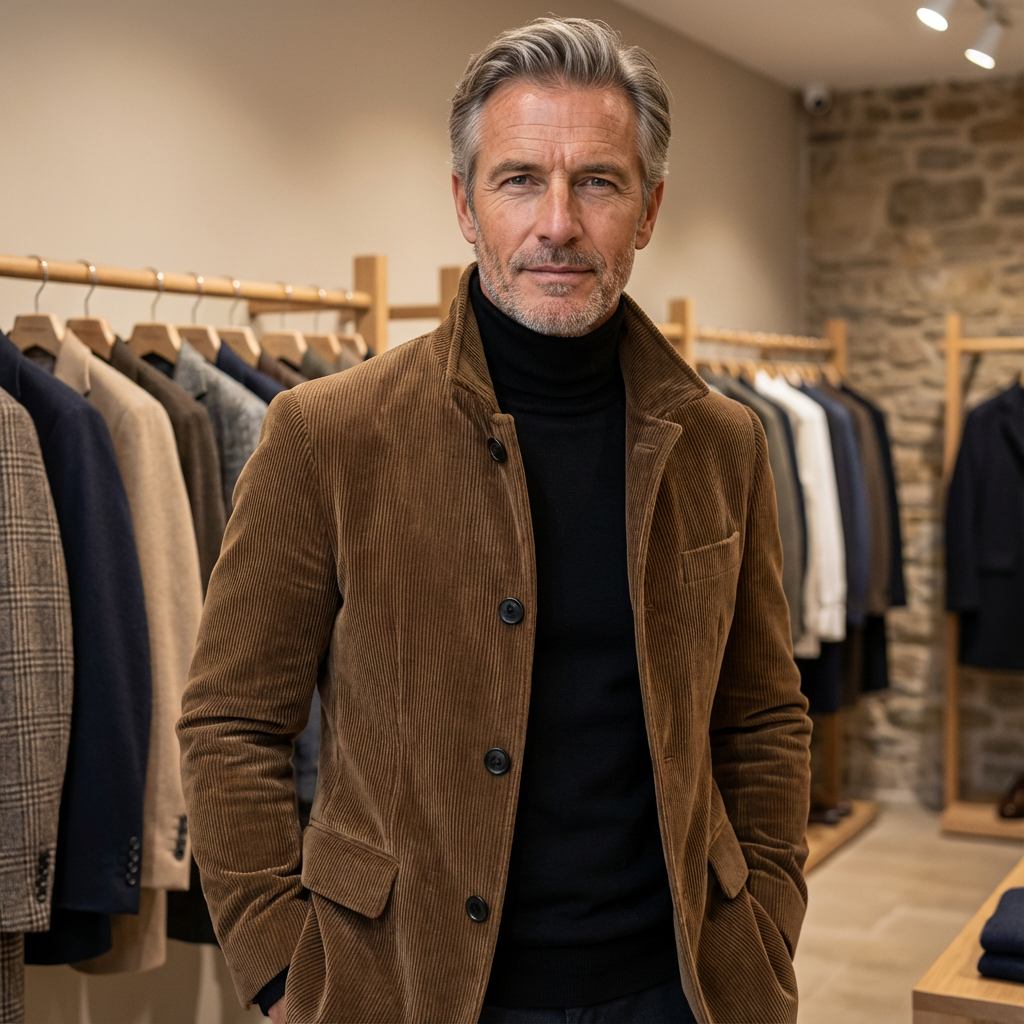 Men's Corduroy Zip Jacket - Grey