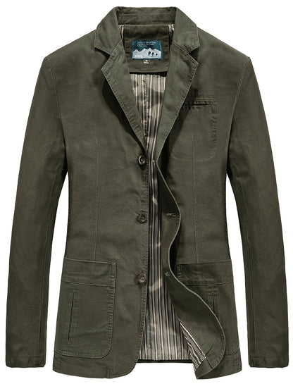 Men's Cotton Lapel Blazer - Khaki