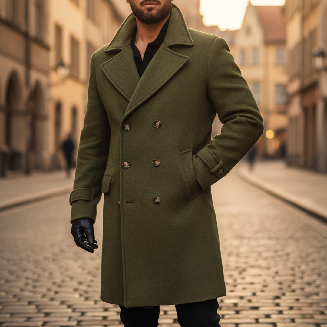 Men's Wool Overcoat - Beige