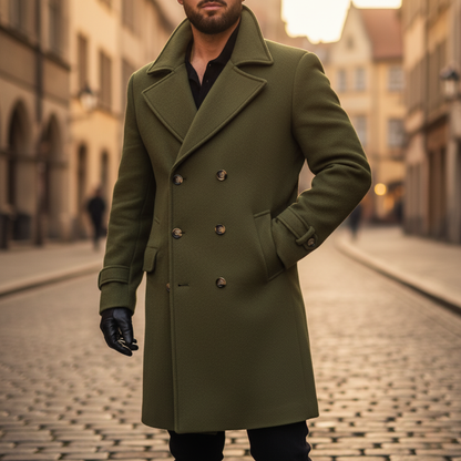 Men's Wool Overcoat - Beige
