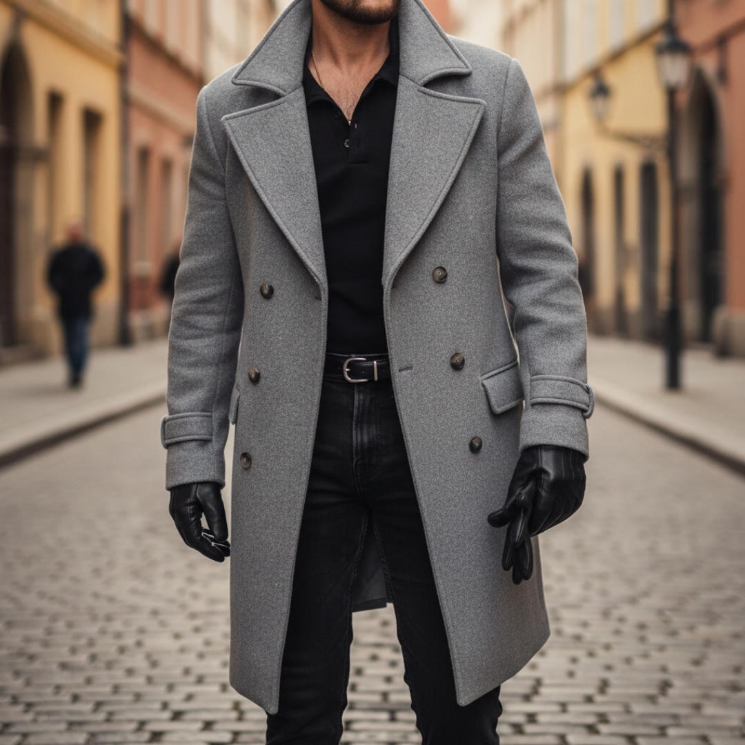 Men's Wool Overcoat - Beige