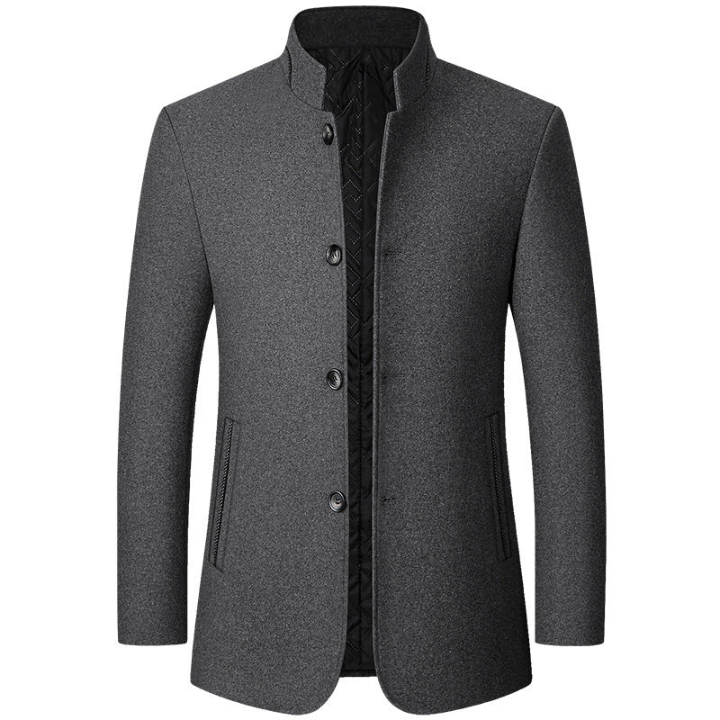 Men's Mid Length Button Coat - Grey