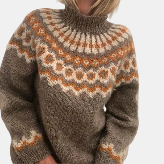 Women's Ribbed Turtleneck Sweater - Khaki