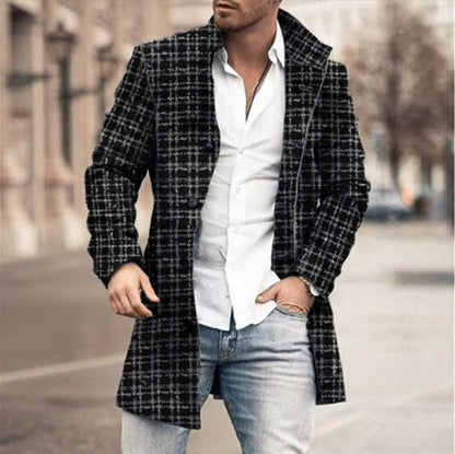 Men's Button Front Trench Coat - Navy Blue