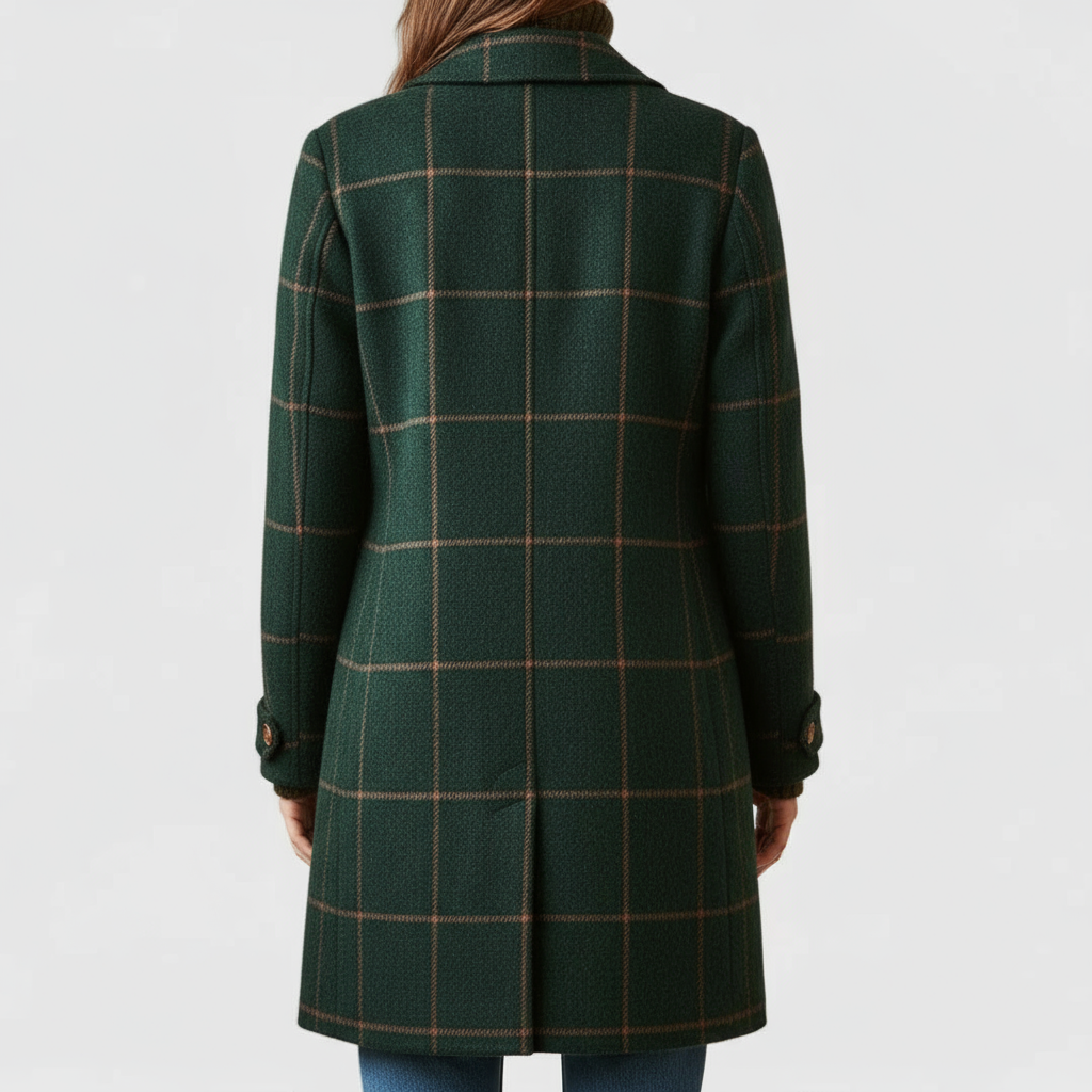 Women's Wool Check Coat - Grey