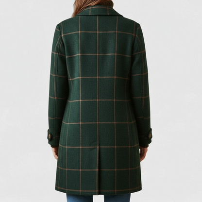 Women's Wool Check Coat - Grey