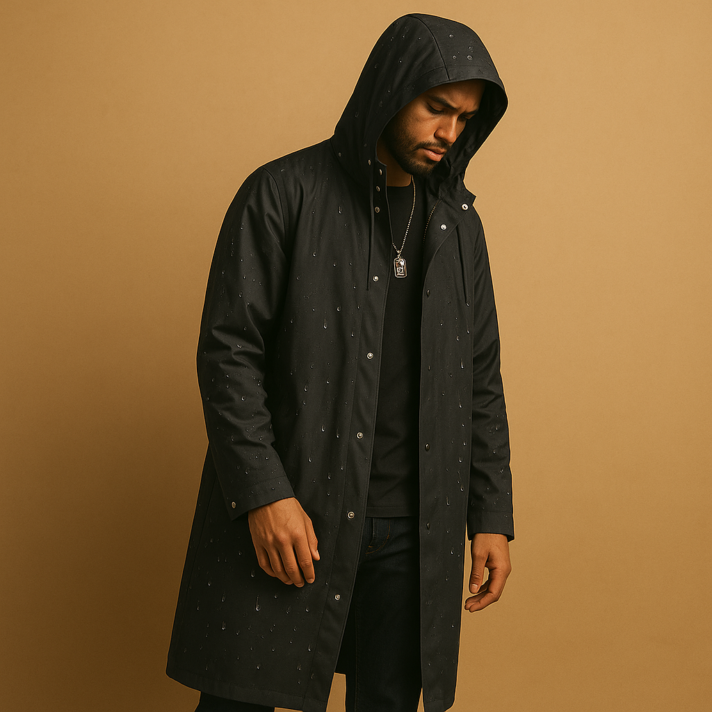 Men's Long Waterproof Raincoat - Yellow