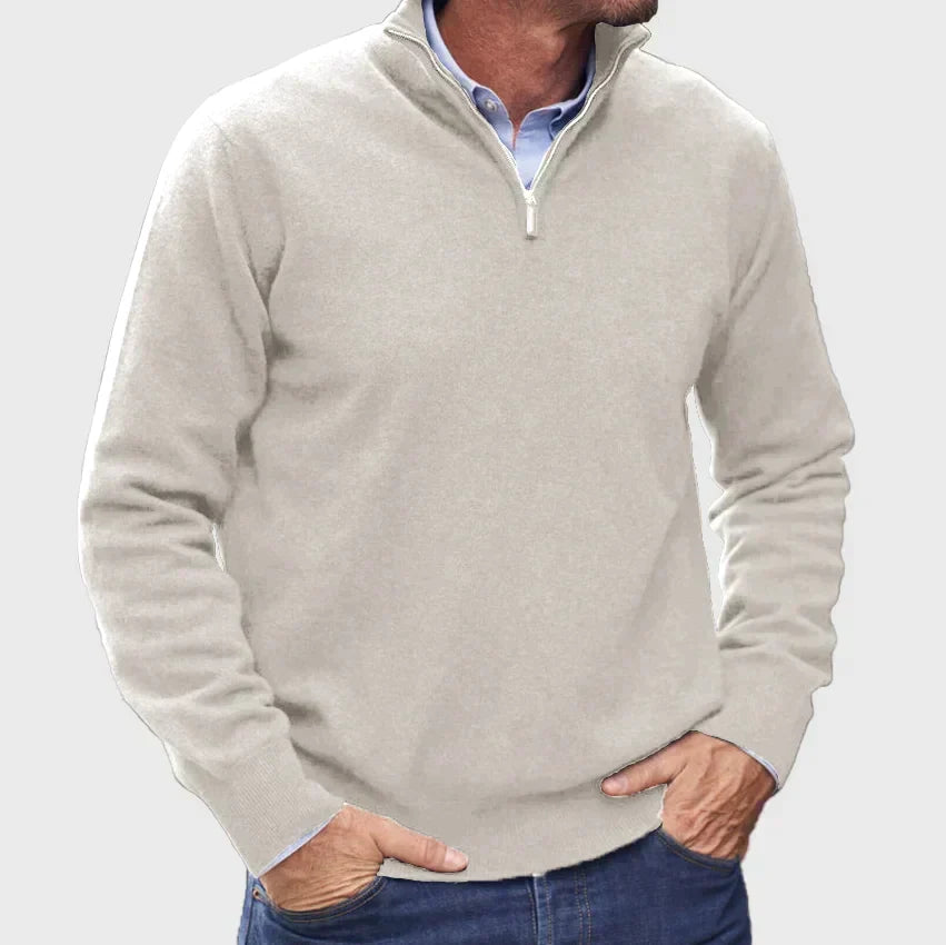Men's Knit Quarter Zip Pullover - Light Purple