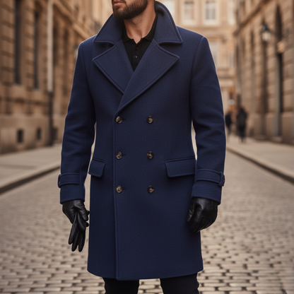 Men's Wool Overcoat - Blue
