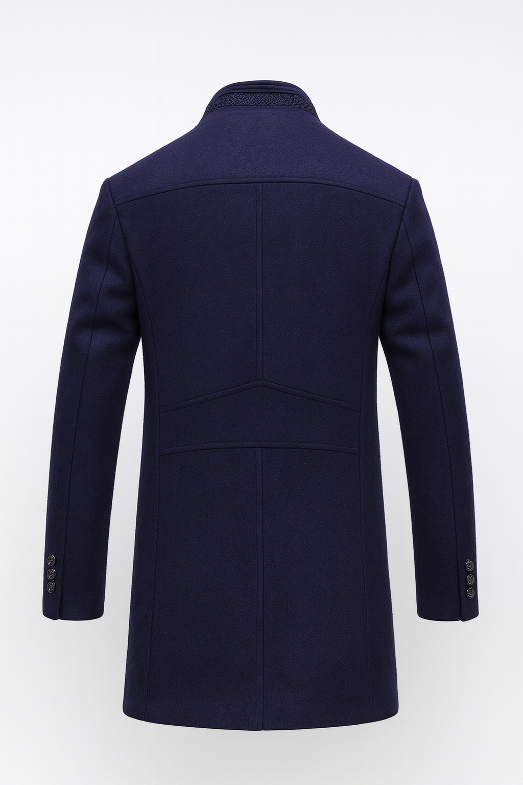Women's Wool Colorblock Structured Coat - Navy Blue