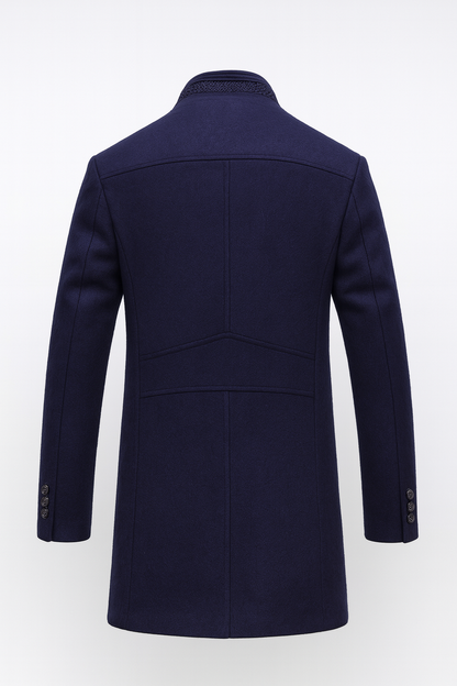 Women's Wool Colorblock Structured Coat - Navy Blue