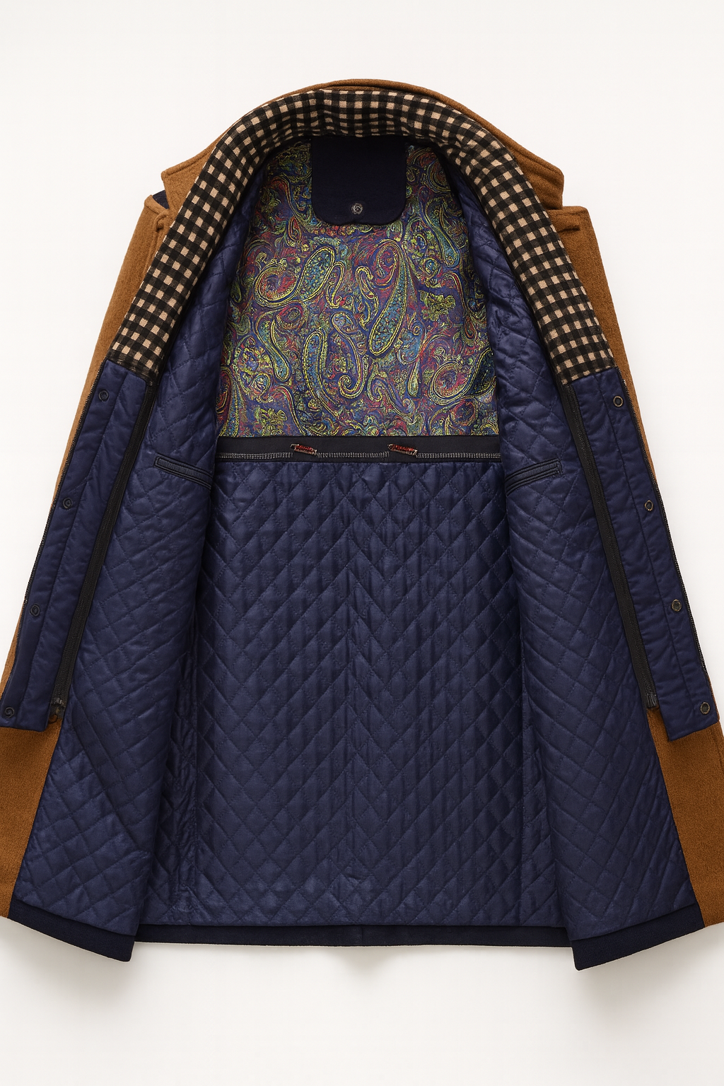 Women's Wool Colorblock Structured Coat - Navy Blue