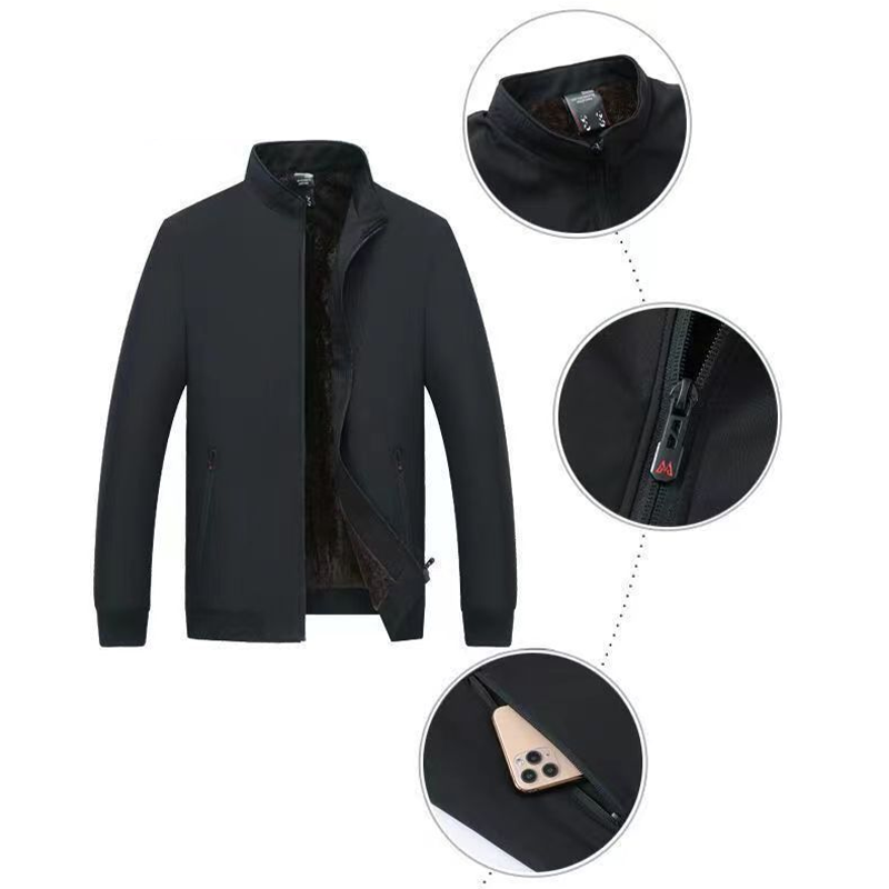Men's Waterproof Fleece Lined Thermal Jacket - Black