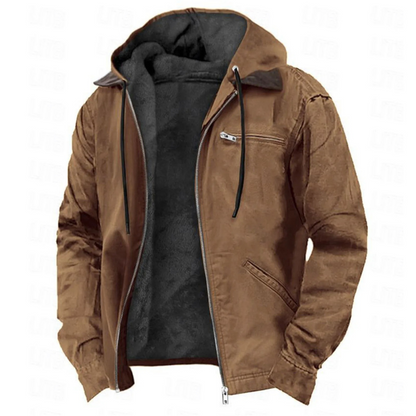 Men's Fleece Lined Winter Coat - Brown