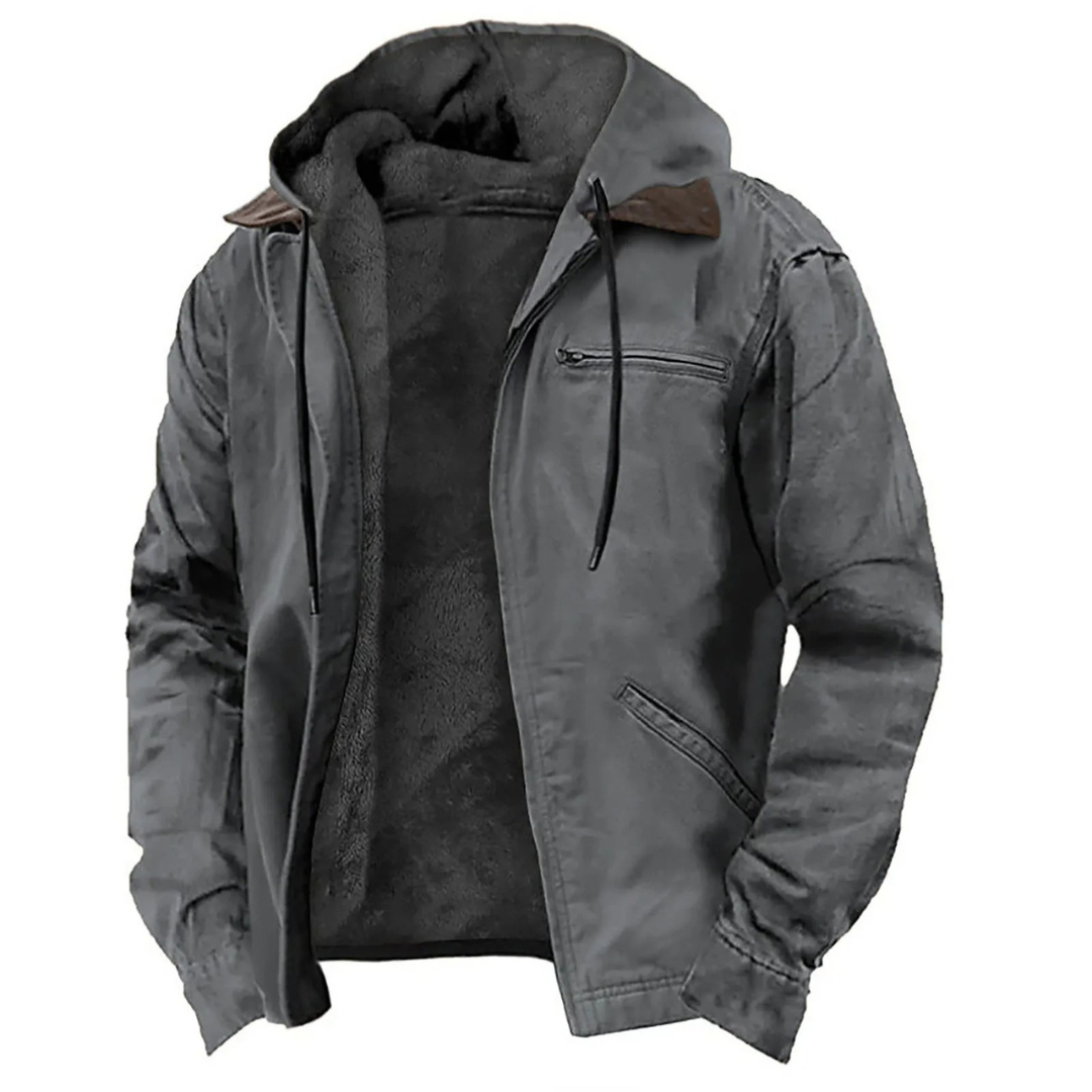 Men's Fleece Lined Winter Coat - Brown