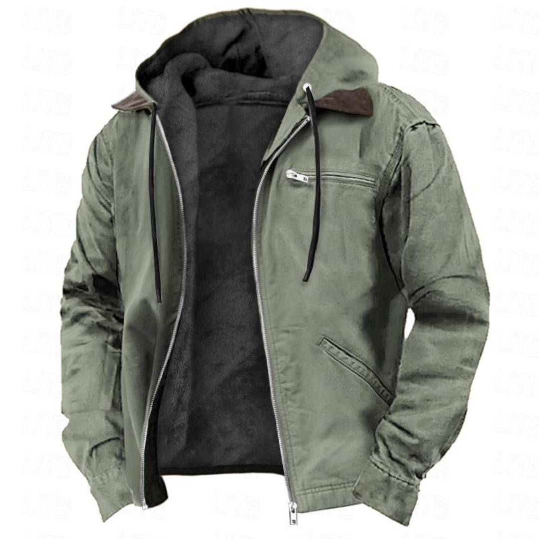 Men's Fleece Lined Winter Coat - Brown