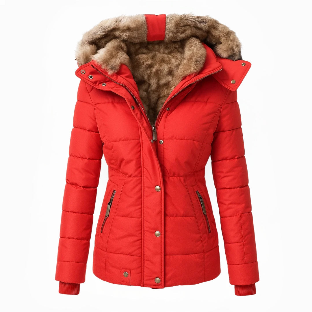 Women's Faux Fur Lined Winter Coat - Black