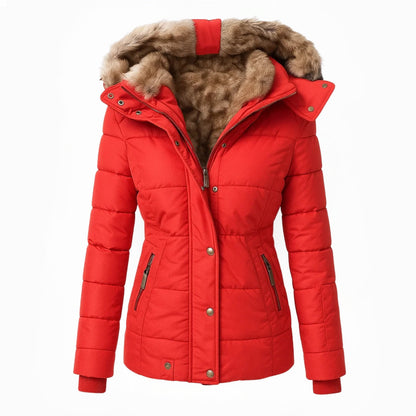 Women's Faux Fur Lined Winter Coat - Black