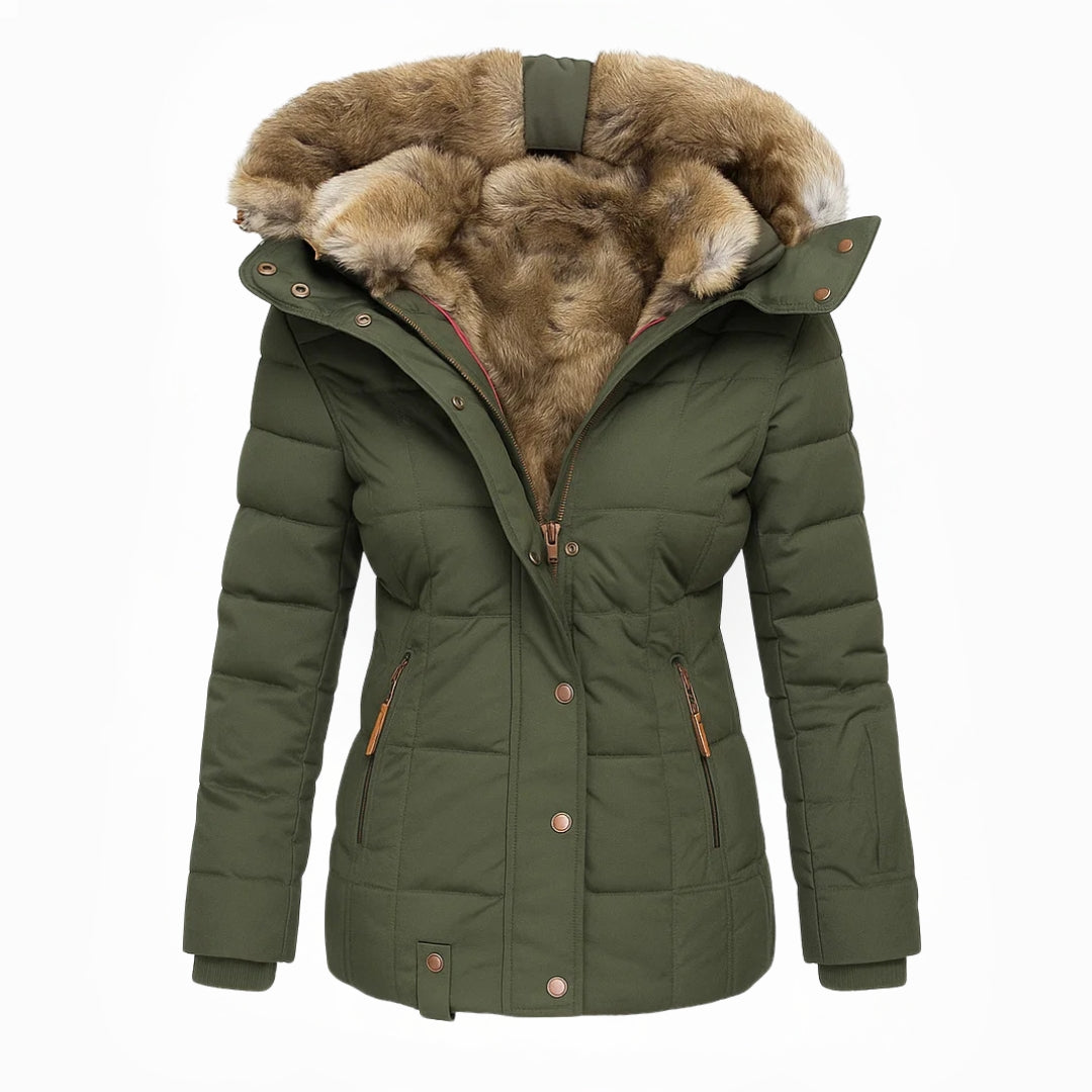 Women's Faux Fur Lined Winter Coat - Black