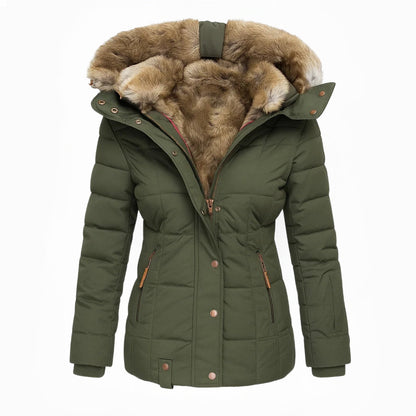 Women's Faux Fur Lined Winter Coat - Black