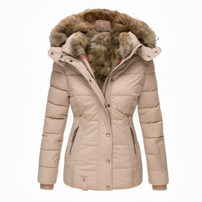 Women's Faux Fur Lined Winter Coat - Black
