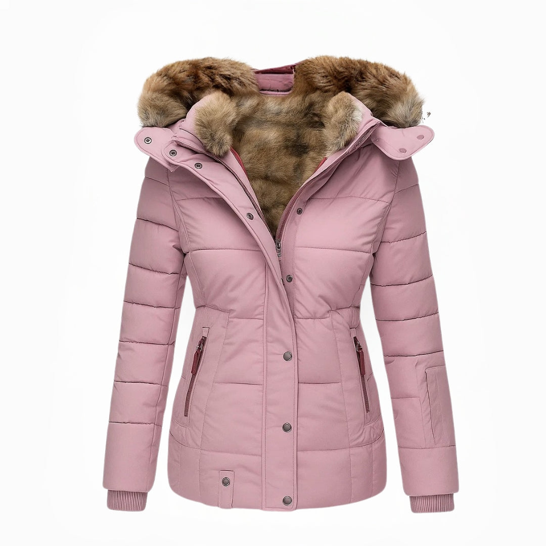 Women's Faux Fur Lined Winter Coat - Black