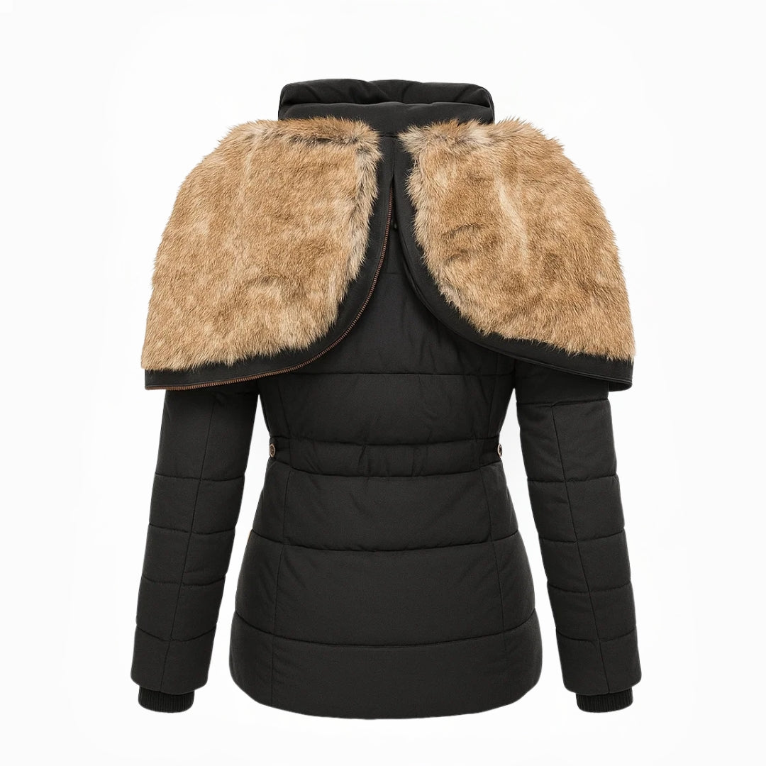 Women's Faux Fur Lined Winter Coat - Black