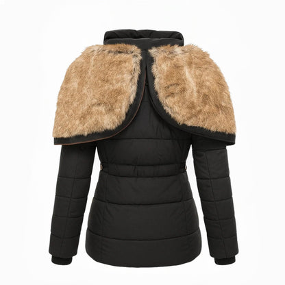 Women's Faux Fur Lined Winter Coat - Black