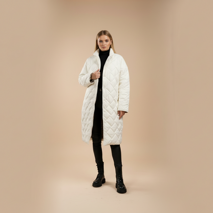 Women's Quilted Mid Length Coat - Black