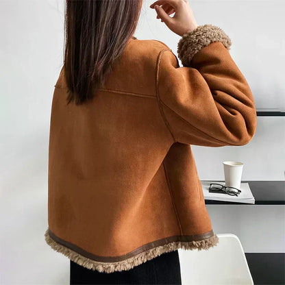 Women's Faux Sheepskin Button Jacket