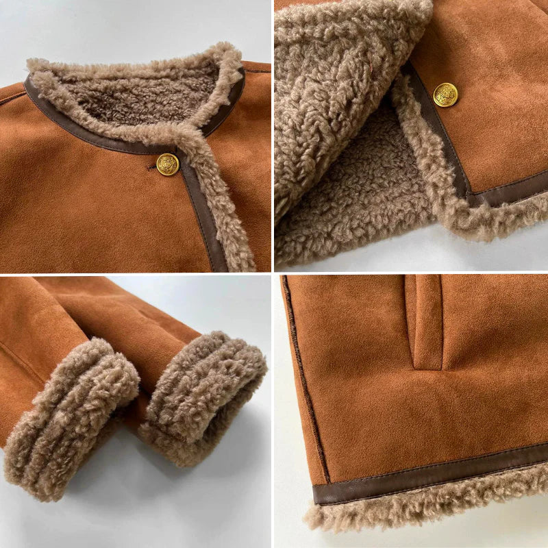 Women's Faux Sheepskin Button Jacket