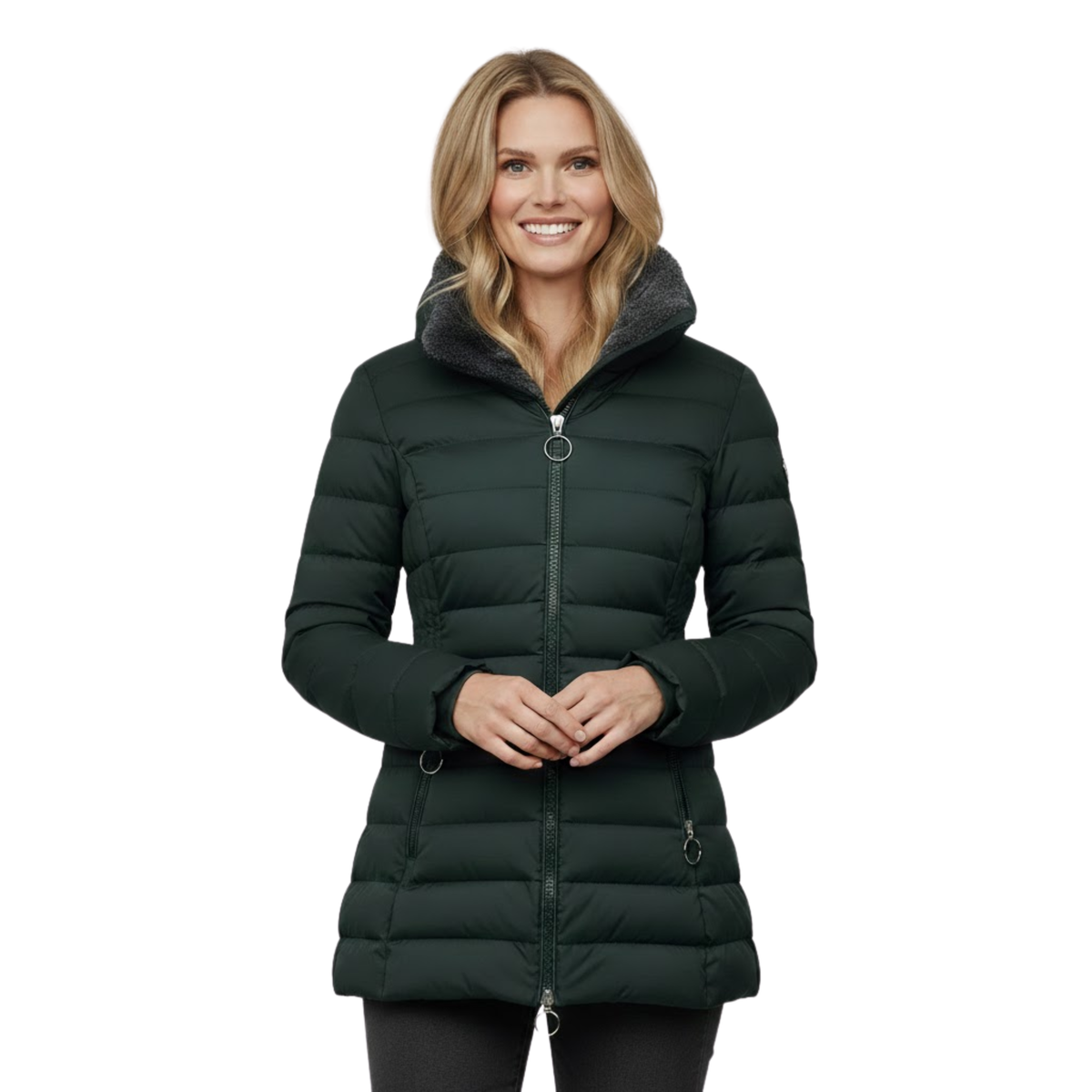 Women's Slim Fit Winter Coat - Olive Green